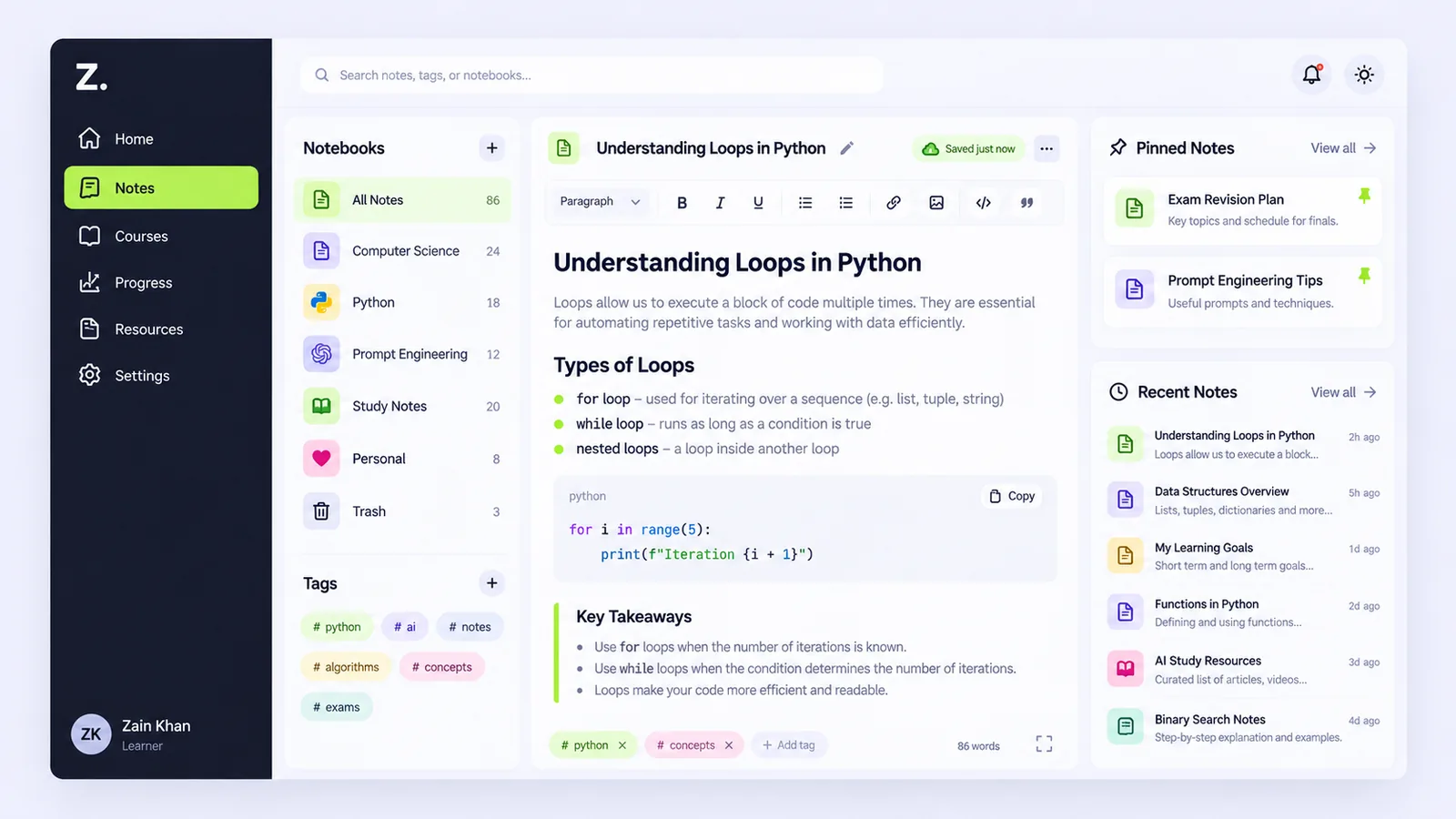 Learning Dashboard — Challenges